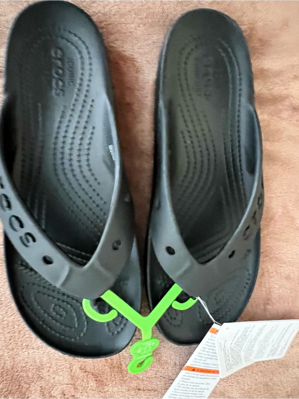 NWT Womens size 9W Crocs Flip Flops Black